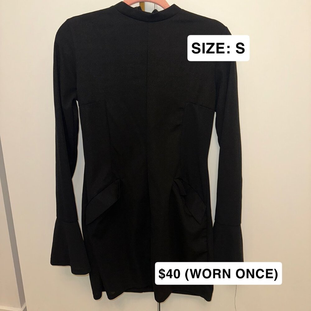 Commense Long Sleeve Black Dress